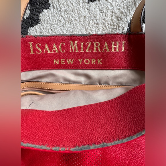 Isaac Mizrahi Red Pebbled Leather Tote - Picture 6 of 7